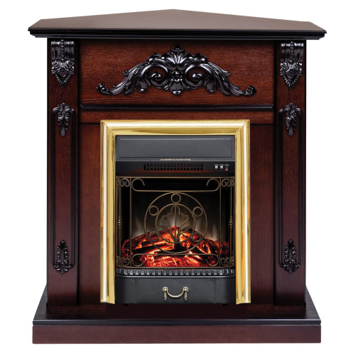 Электрокамин RealFlame Anita Corner AO античный дуб с очагом Majestic Lux Brass